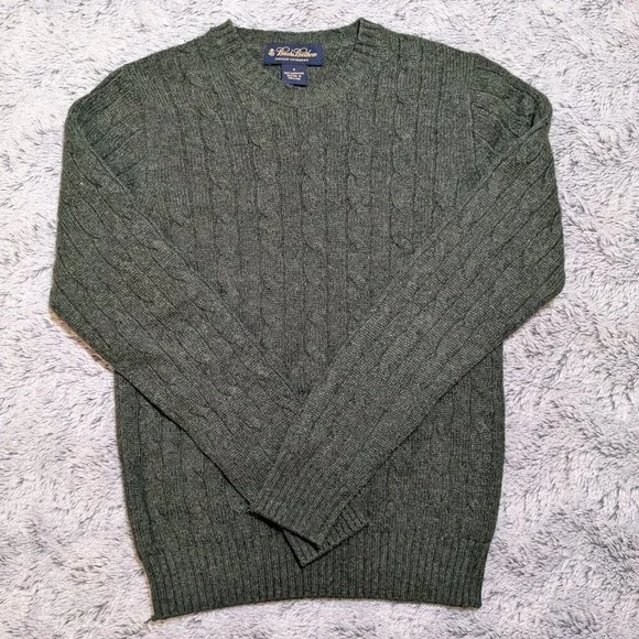 Brooks Brooks 100% Italian Cashmere Sweater Green Knit Small - Picture 2 of 5